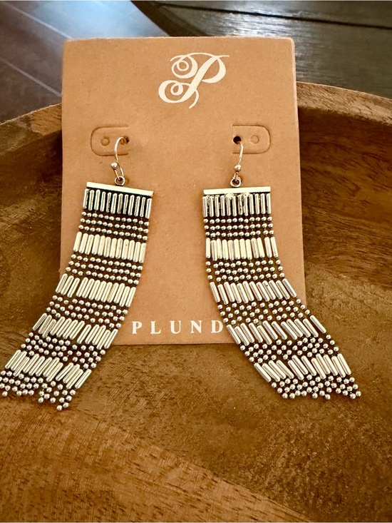 Plunder Jewelry - Plunder Silver Fringe Beaded Drop Earrings